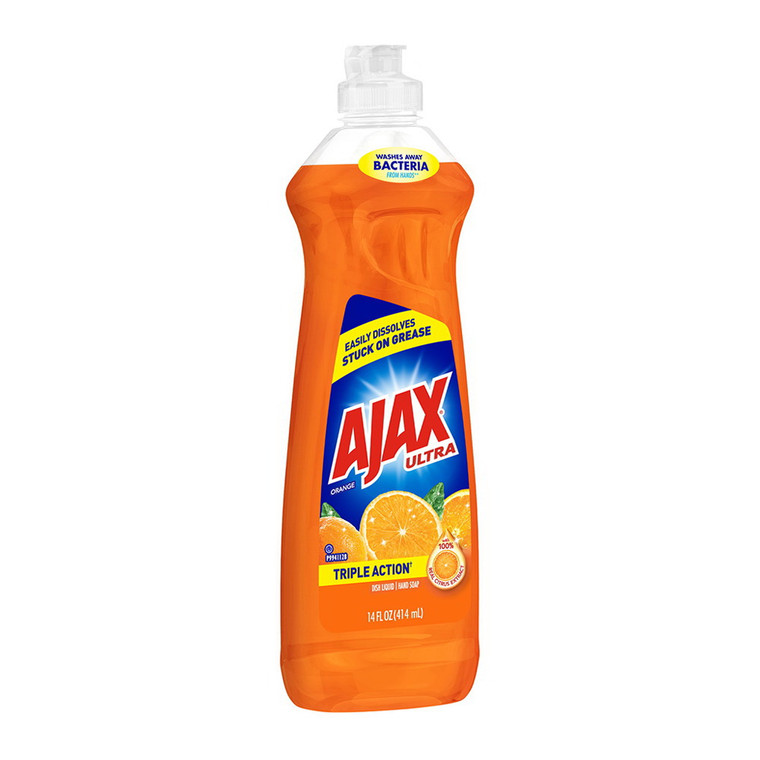 Ajax Ultra Triple Action Dish Soap Orange Scented Liquid Cleaning Formula 14Oz (414ml)