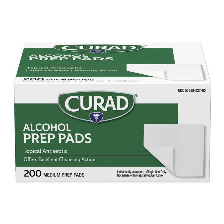 Curad Alcohol Prep Pads Medium 2 Ply for Cleansing Skin and Reducing Infection 200Ea