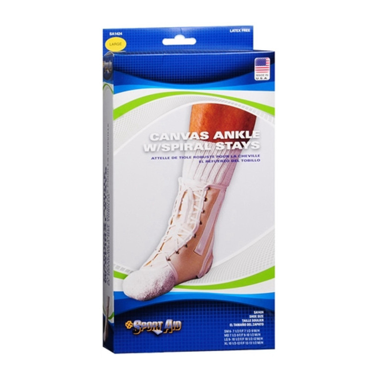 Sport Aid Ankle With Spiral Stays Canvas Large, 1 Ea