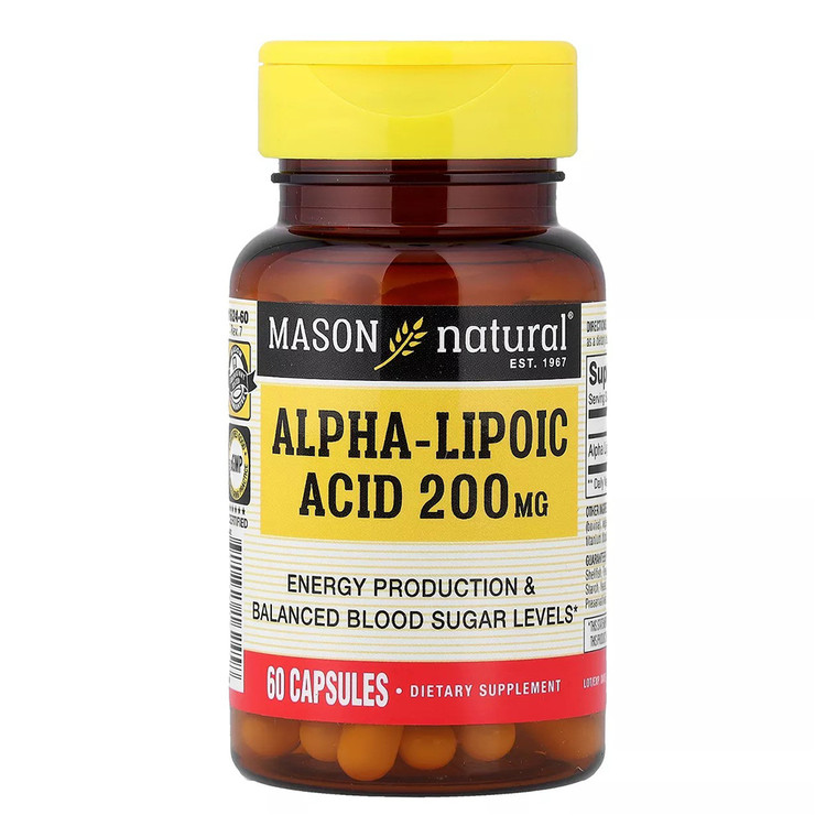 Mason Naturals Alpha Lipoic Acid 200mg Energy Production and Balanced Blood Sugar Levels Capsules 60Ea