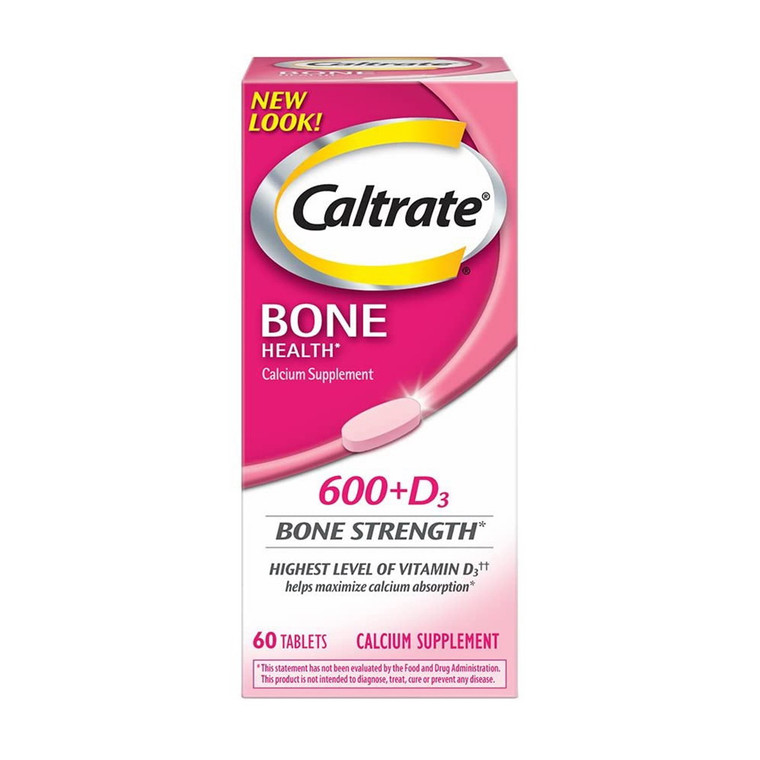 Caltrate 600 Plus D Calcium Supplement Tablets with Vitamin D, 60 Ea