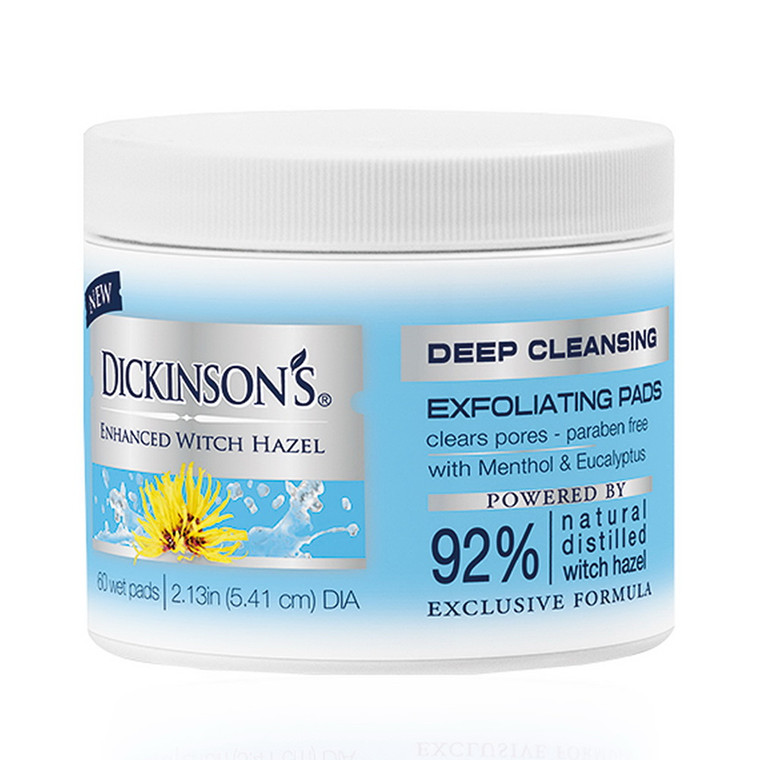 Dickinsons Witch Hazel Deep Cleansing Exfoliating Pads, 60 Ea