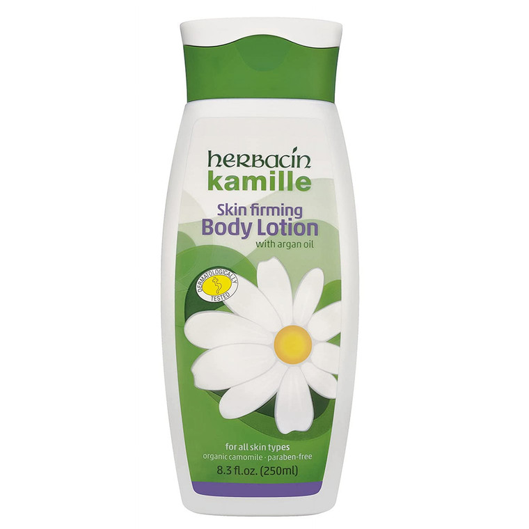 Herbacin Kamille Skin Firming Body Lotion with Argan Oil for All Skin Types 8.3Oz (250ml)
