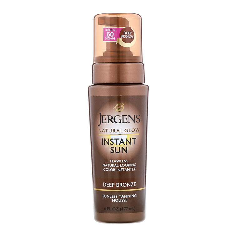 Jergens Natural Glow Instant Sun Sunless Tanning Mousse, Deep Bronze, 6 Oz