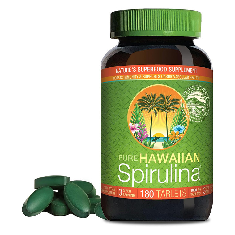 Nutrex Pure Hawaiian Spirulina 1000 mg Tablets for Immune Support 180Ea