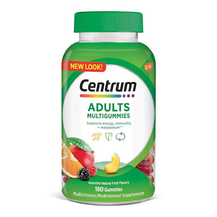 Centrum Adult Multivitamin and Multiminerals Gummies Assorted Fruit Flavors Support Energy Immunity and Metabolism 180Ea