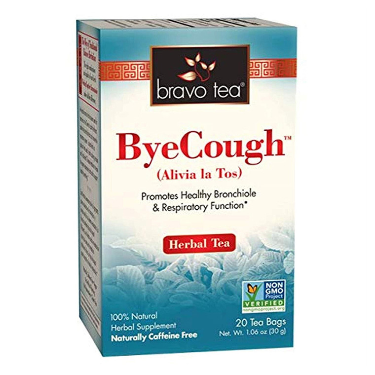 Bravo Tea ByeCough Herbal Tea Bags Promotes Healthy Bronchiole and Respiratory Function 20Ea