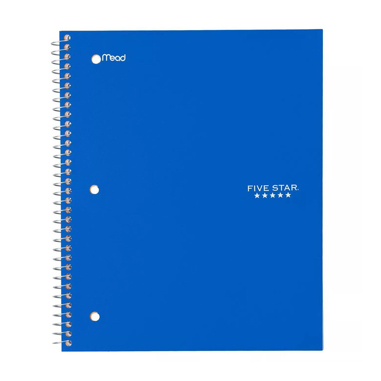 Five Star 1 Subject Wide Ruled Solid Spiral Notebook, Assorted, 1 Ea
