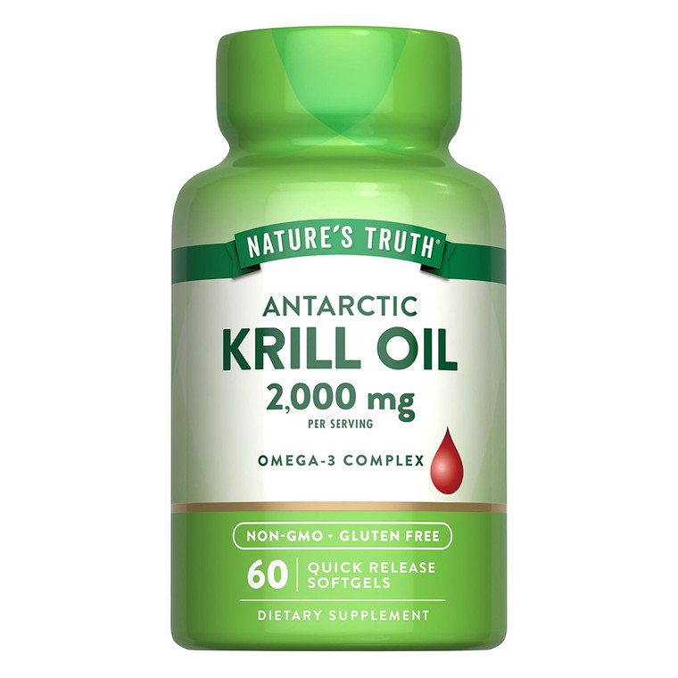 Natures Truth Krill Oil 2000mg Omega3 Complex Softgels Support Cardiovascular Health 60Ea