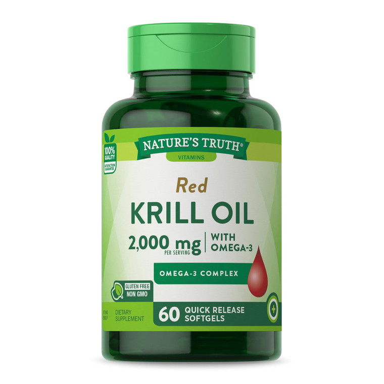 Nature's Truth 100% Pure Red Krill Oil 2000 Mg Quick Release Softgels, 60 Ea