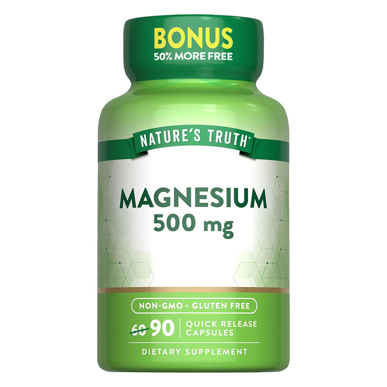 Natures Truth Magnesium Oxide 500mg Supplement Capsules Support Bone and Muscle Health 90Ea