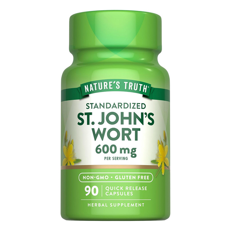 Natures Truth St Johns Wort 600mg Capsules Herbal Supplement Promote Positive Mood 90Ea