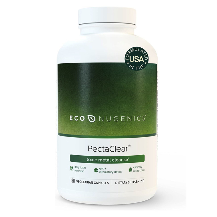 EcoNugenics PectaClear Vegetarian Capsules for Detoxification and Heavy Metal Support 180Ea