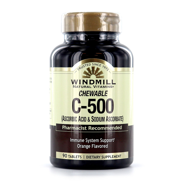 Windmill Natural Vitamins Chewable C-500 mg Orange Flavored Tablets, 90 Ea