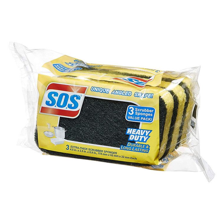 S.O.S Heavy Duty Durable and Long-Lasting Scrubber Sponge, 3 Ea