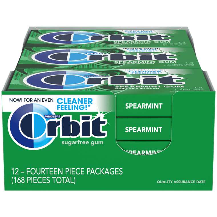 Orbit Spearmint Sugar Free Chewing Gum, 14 Ea, 12 Pack