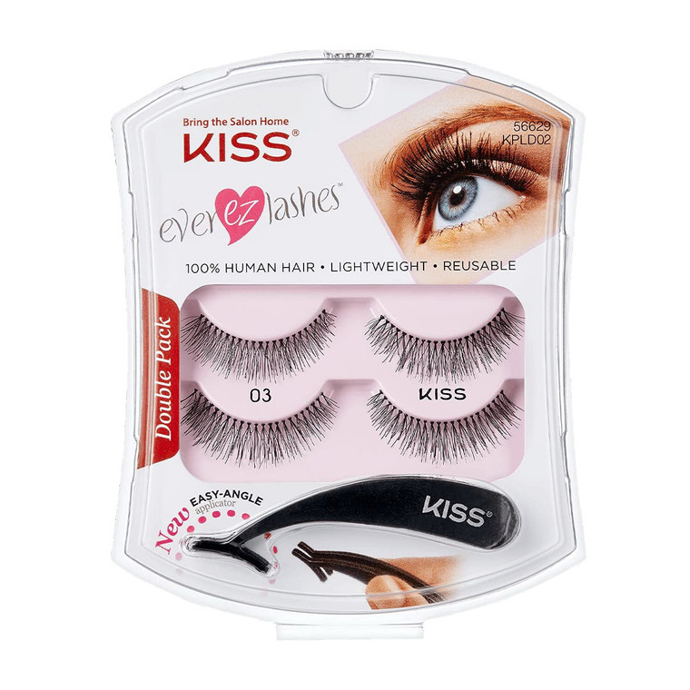 Kiss Ever EZ Lashes Pack No.03, Reusable Natural Eyelash Starter Kit, 2 Ea