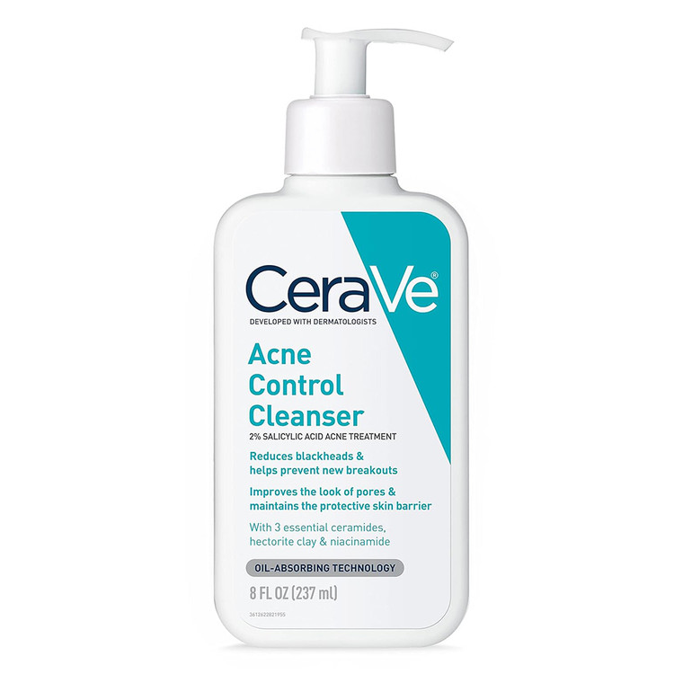 Cerave Acne Control Cleanser with Salicylic Acid Reduce Blackheads and Absorb Excess Oil 8Oz (237ml)