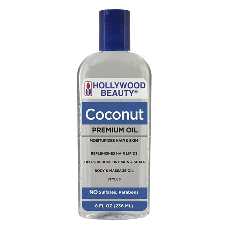 Hollywood Beauty Coconut Premium Oil for Hair Scalp Skin and Nails 8Oz (236ml)