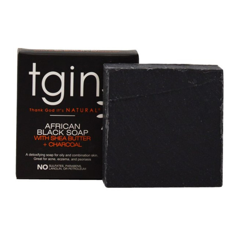 tgin African Black Soap With Shea butter and Charcoal, 4 Oz