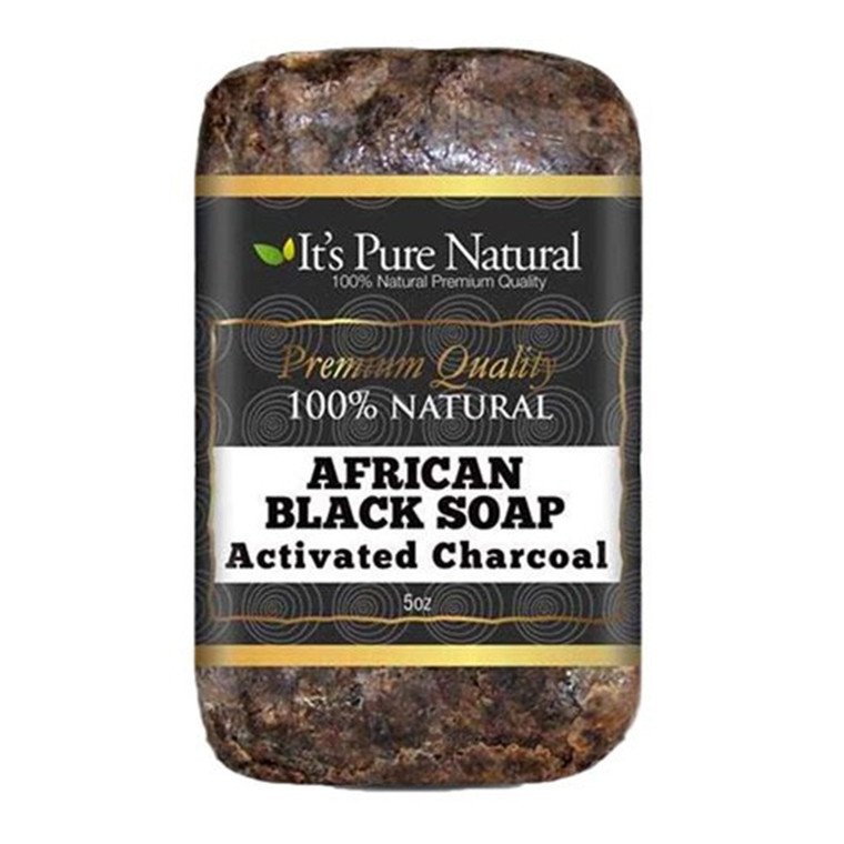It's Pure Natural African Black Soap Bars with Activated Charcoal, 5 oz