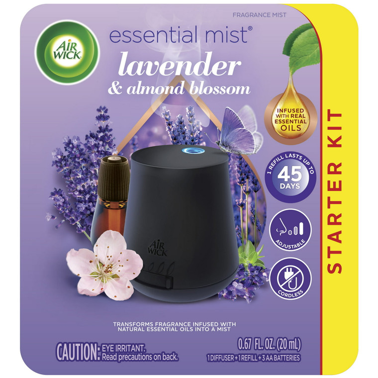 Air Wick Mist Scented Oil Diffuser Kit Oil Lavender, Sweet Almond Blossom, 0.67 Oz