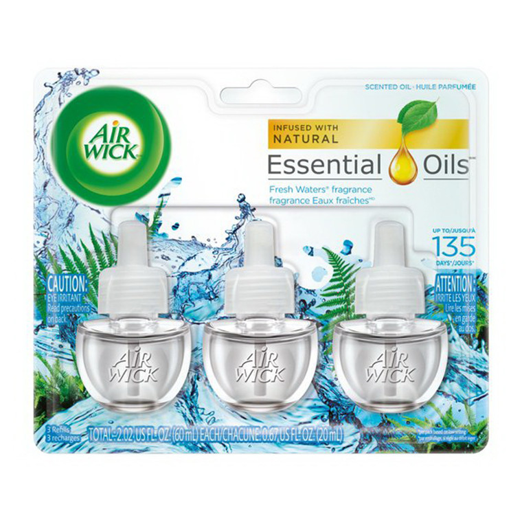 Air Wick Scented Oil Air Freshener Refill, Fresh Water, 0.67 Oz, 3 Ea