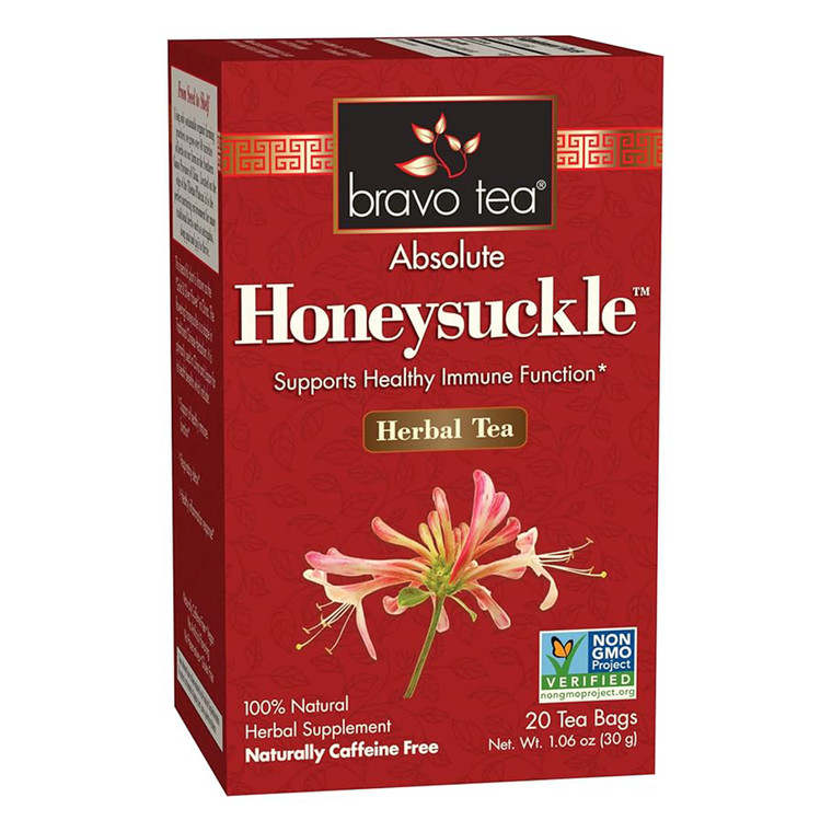 Bravo Tea Absolute Honeysuckle Caffeine Free Tea Bags Supports Healthy Immune Function 20Ea