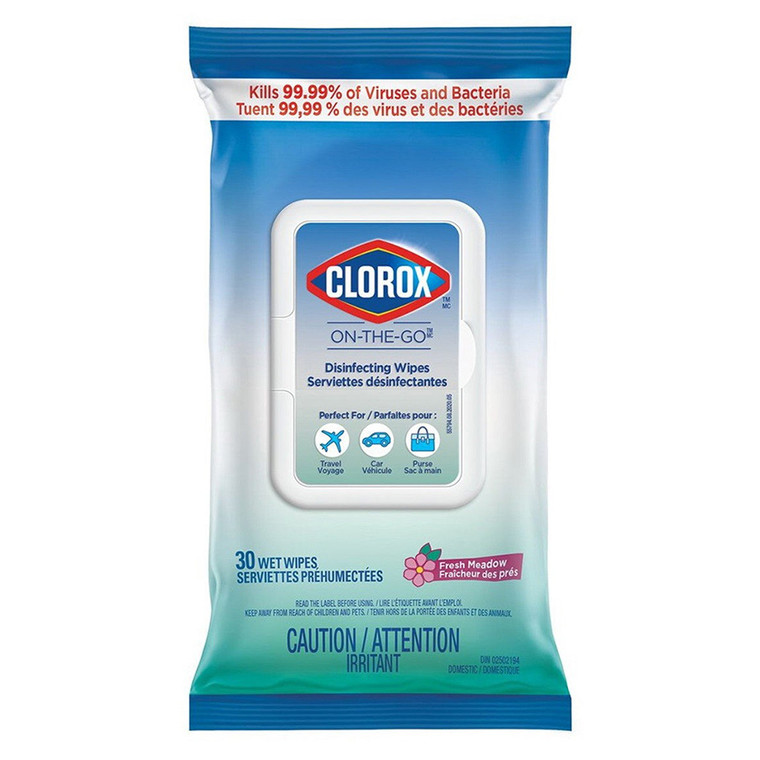Clorox On-the-Go Disinfecting Wipes Fresh Scent Portable Cleaning Formula 30Ea