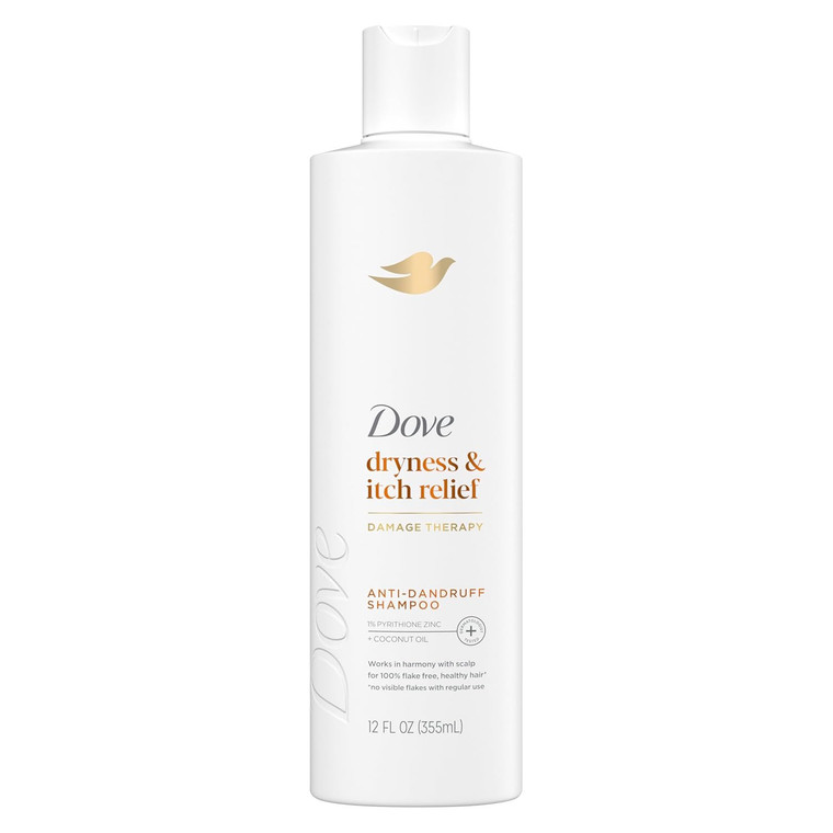 Dove Damage Therapy Dryness and Itch Relief Anti Dandruff Shampoo Cleanses and Nourishes Hair 12Oz (355g)