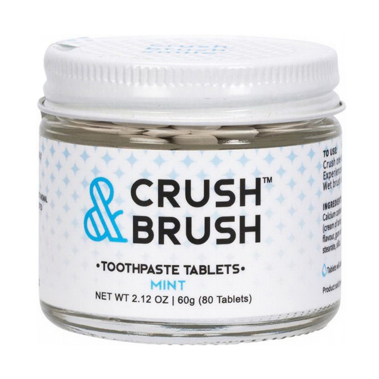 CRUSH & BRUSH Toothpaste Tablet Jar Mint 2.12 Oz