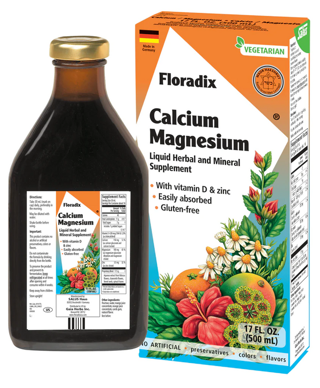 Floradix Calcium and Magnesium Liquid Herbal and Mineral Supplement, 17 Oz