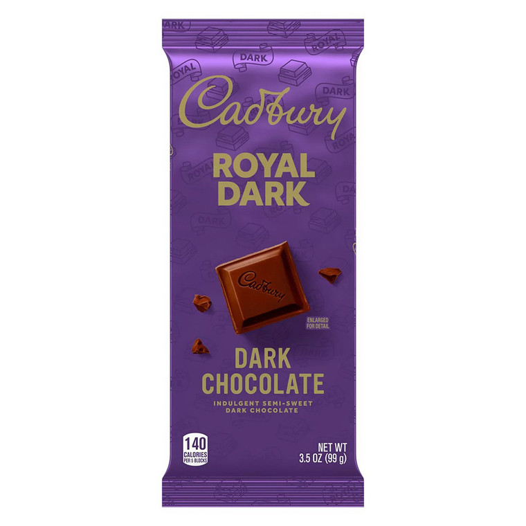 Cadbury Indulgent Semi Sweet Royal Dark Chocolate Bars for Snacking Sharing and Desserts 3.5Oz (99g) 14Ea