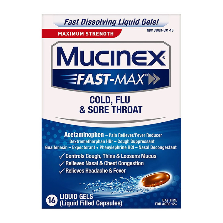 Mucinex Maximum Strength Cold, Flu, & Sore Throat Liquid Gels - 16.0 ea