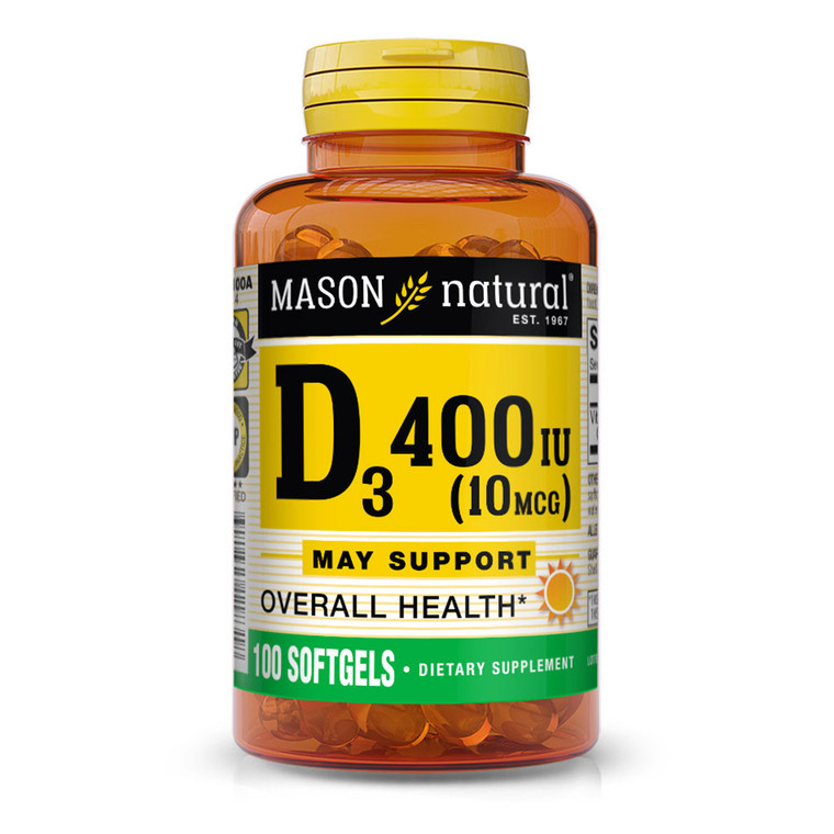Mason Natural Vitamin D400 Iu Softgels For Bone And Joint Health - 100 Ea