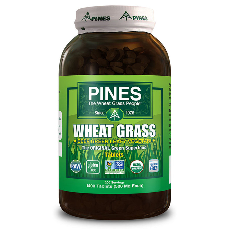 Pines Organic Wheat Grass The Original Green Superfood 500 mg Tablets 1400Ea
