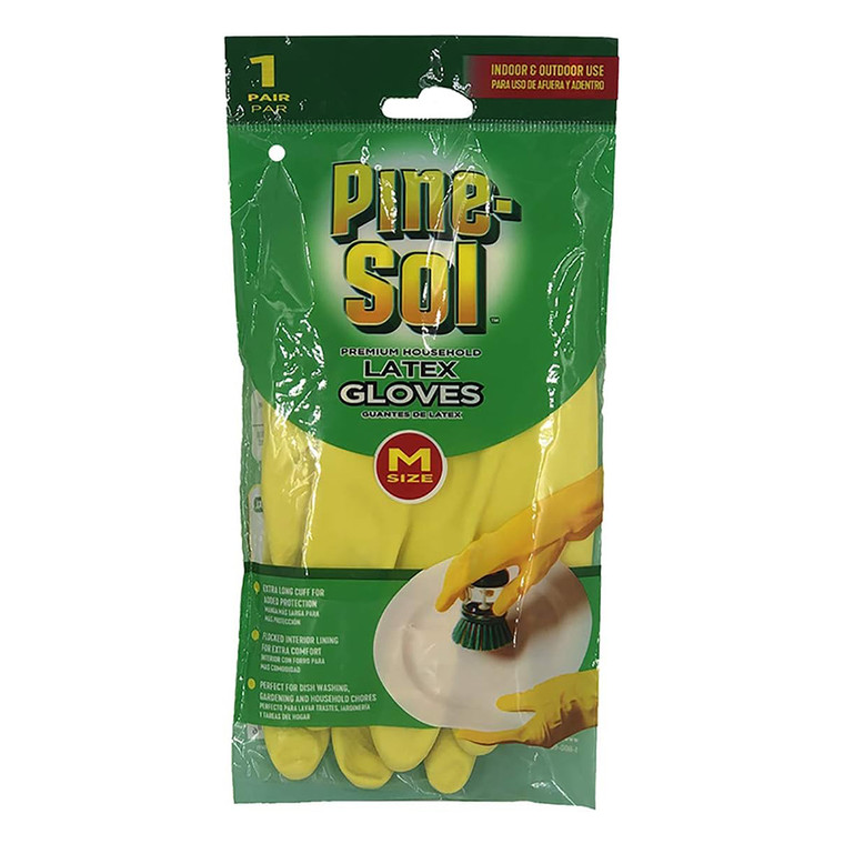 Pine Sol Premium Latex Gloves Medium for Household Cleaning 1Pair