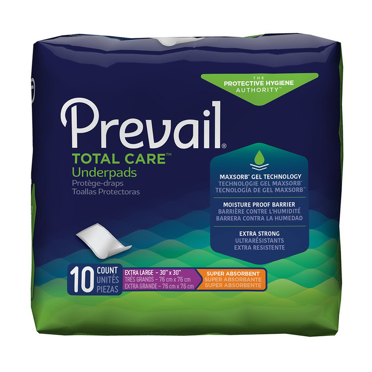 Prevail Super Absorbent Disposable Underpads Latex Free, Size: 30 X 30, 10 Ea