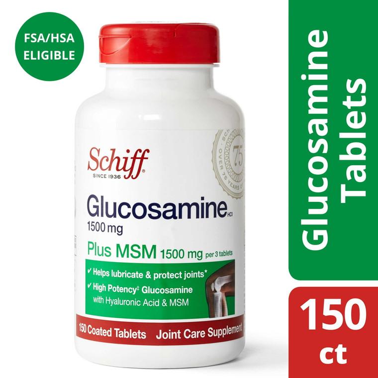 Schiff Glucosamine 1500Mg Plus Msm 1500Mg Coated Tablets, 150 Ea