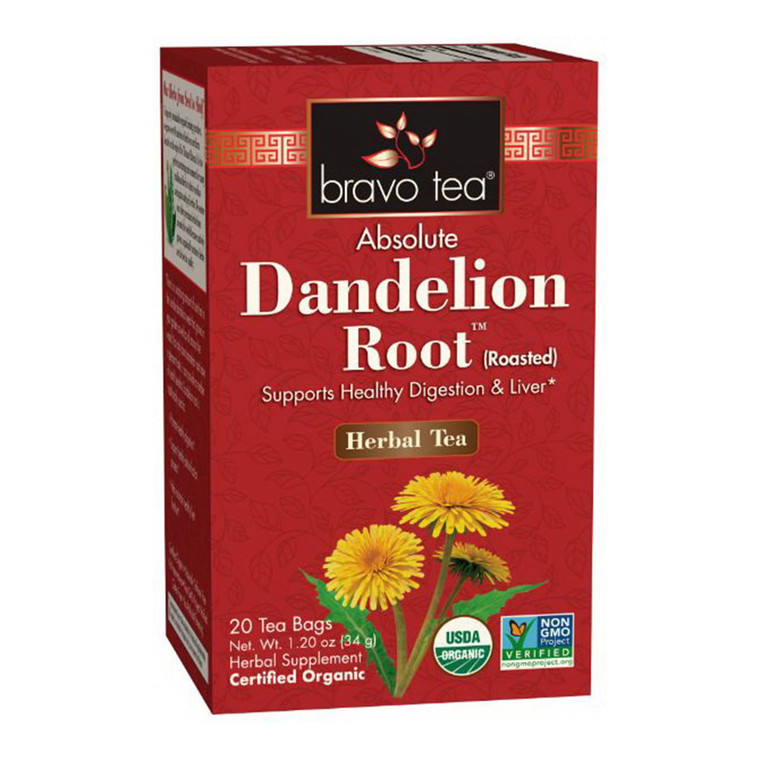 Bravo Tea Organic Dandelion Root Tea Bags, 20 Count