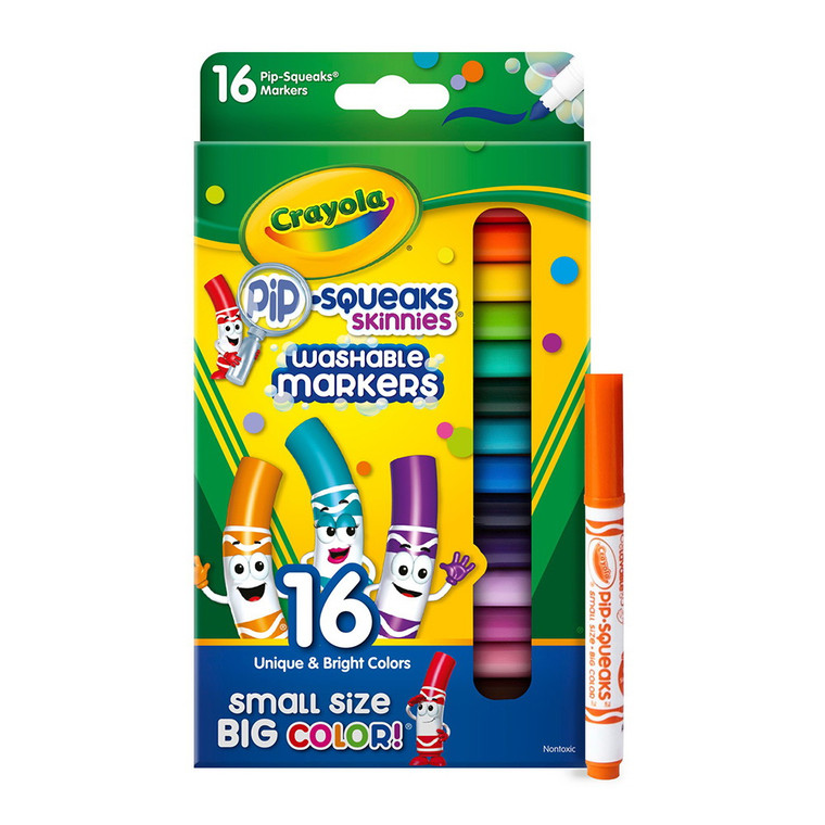 Crayola Pip-Squeaks Washable Skinnies Set, 16-Colors