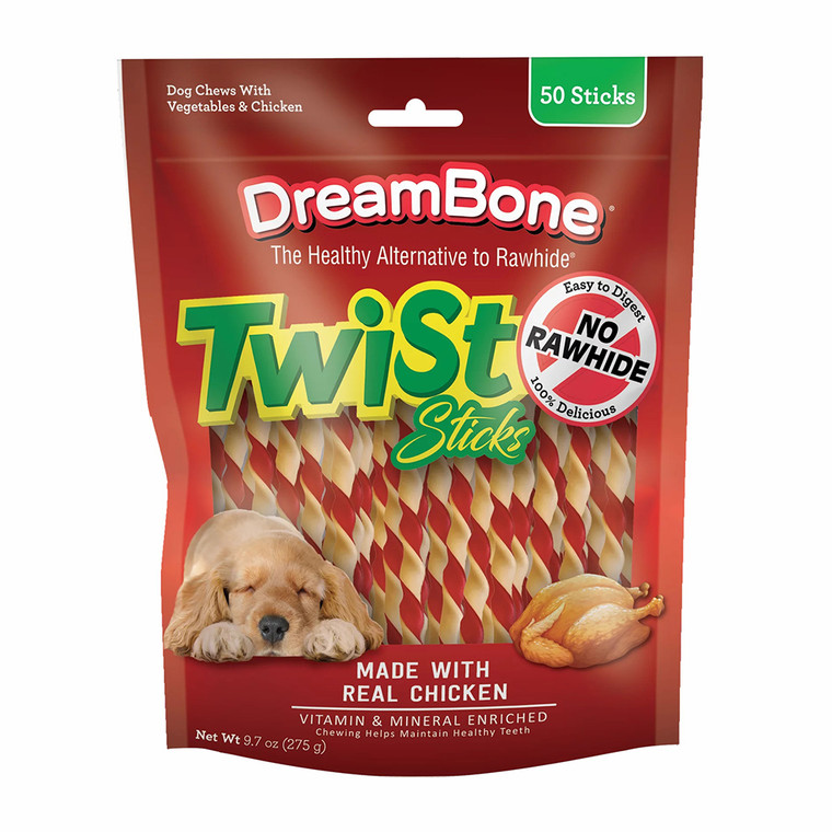 DreamBone Twist Sticks with Chicken Dog Treats, 50 Ea