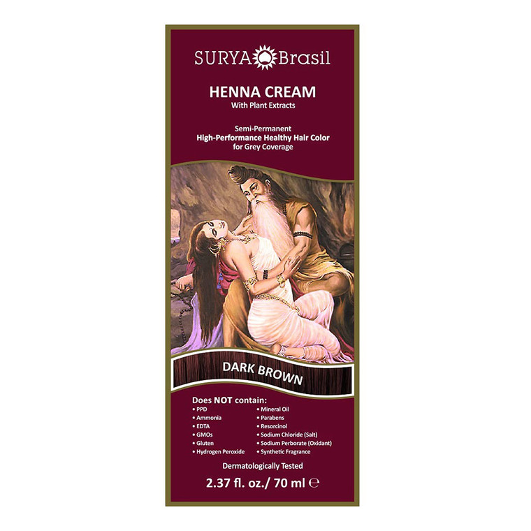 Surya Brasil Henna Cream Hair Color, Dark Brown, 2.37 Oz