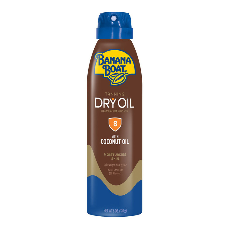 Banana Boat Dry Oil Coconut Oil Sunscreen Spray, SPF 8, 6 Oz