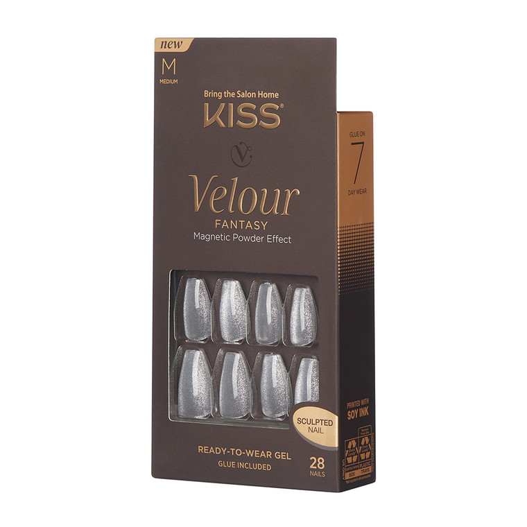 KISS Velour Fantasy Ready-To-Wear Gel Nails, Celebrity, 28 Ea