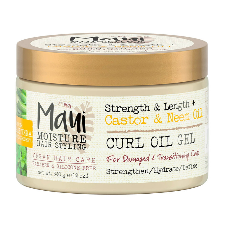Maui Moisture Strength and Length, Castor and Neem Oil Curl Oil Gel, 12 Oz