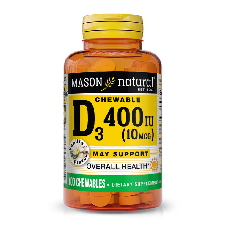Mason Natural Vitamin D 400 Iu Chewable Tablets, Vanilla Flavor - 100 Ea
