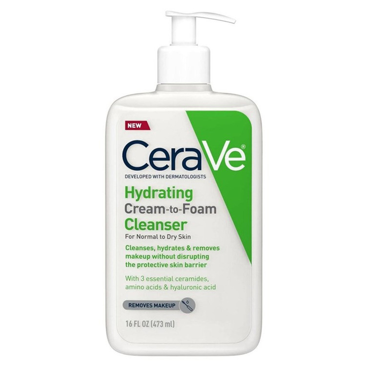 CeraVe Hydrating Cream to Foam Cleanser Gentle Moisturizing Formula for Normal to Dry Skin 16Oz (473ml)