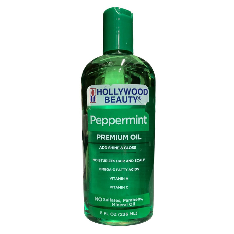 Hollywood Beauty Peppermint Premium Oil for Hair Scalp and Skin Moisturizes and Adds Shine 8Oz (236ml)