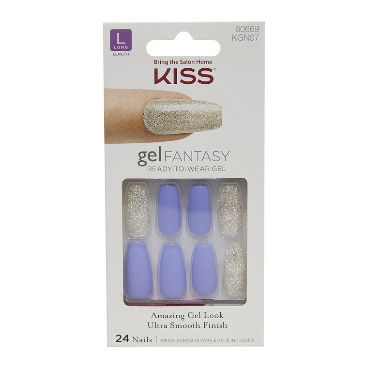 Kiss Gel Fantasy Nail Kit Medium Length, 24 Ea